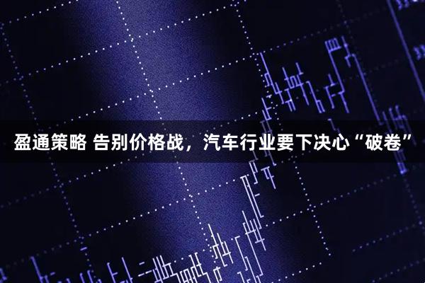 盈通策略 告别价格战，汽车行业要下决心“破卷”